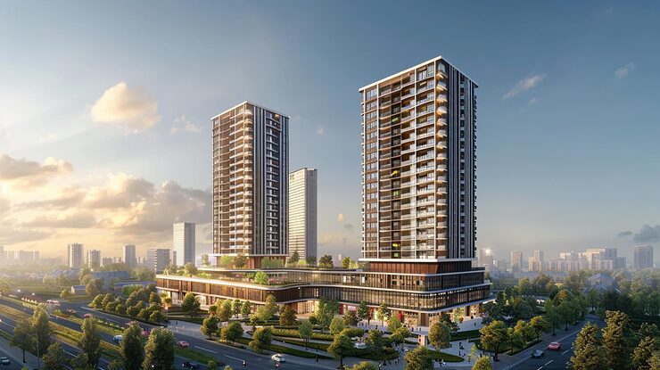 Artist's impression of a luxury high-rise residential tower, shown for Trump Towers Hyderabad